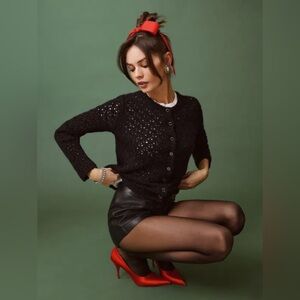 Nwt reformation Clara pointelle cardigan in black - size XS